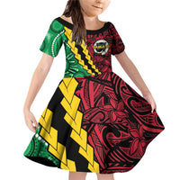Vanuatu Personalized Tribal Family Matching Off Shoulder Short Dress and Hawaiian Shirt Aboriginal Inspired Mix Style - Polynesian Pride