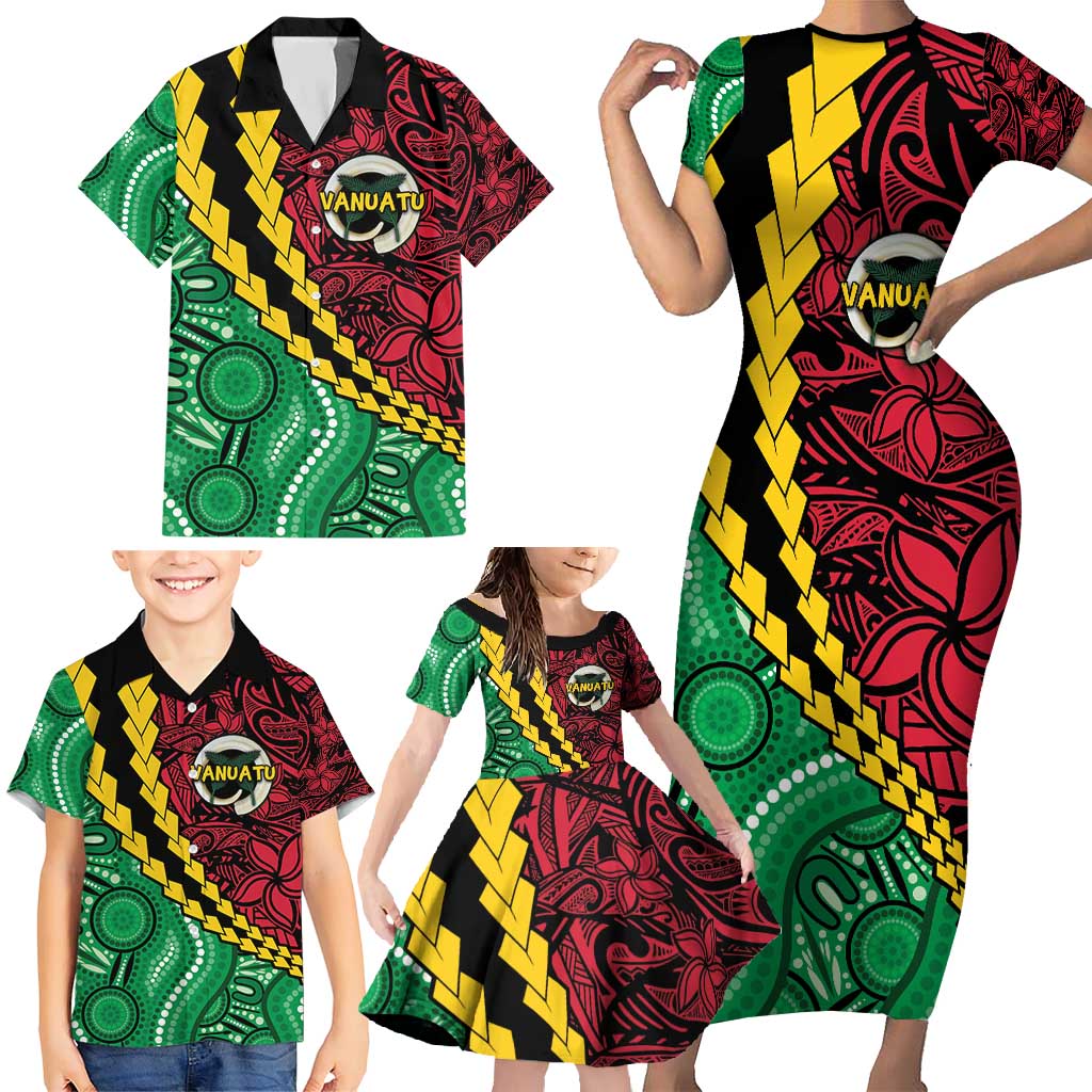 Vanuatu Personalized Tribal Family Matching Short Sleeve Bodycon Dress and Hawaiian Shirt Aboriginal Inspired Mix Style - Polynesian Pride