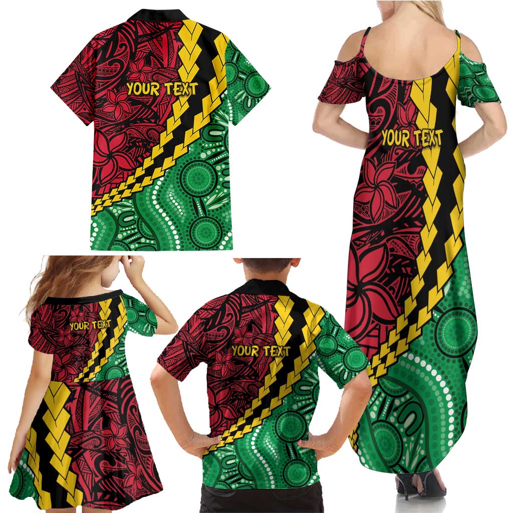 Vanuatu Personalized Tribal Family Matching Summer Maxi Dress and Hawaiian Shirt Aboriginal Inspired Mix Style - Polynesian Pride
