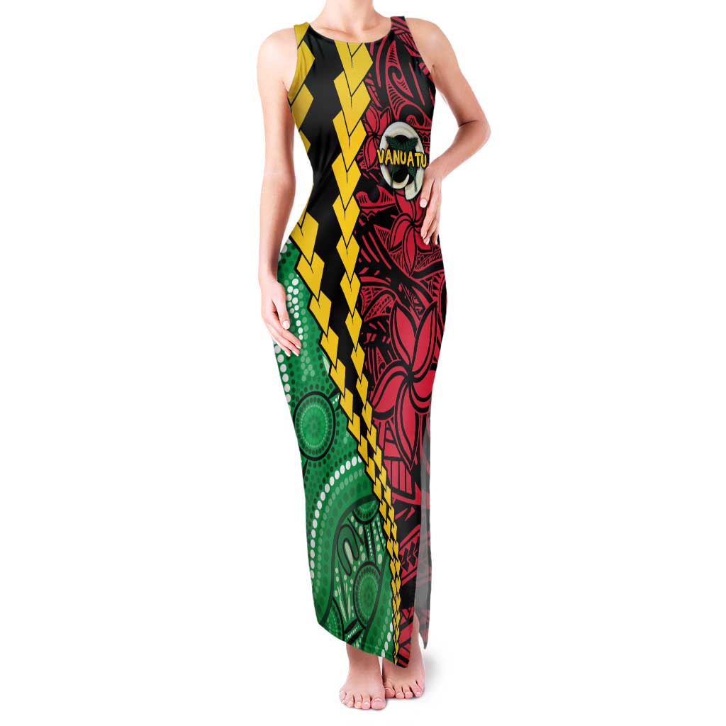Vanuatu Personalized Tribal Family Matching Tank Maxi Dress and Hawaiian Shirt Aboriginal Inspired Mix Style - Polynesian Pride