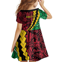 Vanuatu Personalized Tribal Kid Short Sleeve Dress Aboriginal Inspired Mix Style - Polynesian Pride