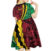 Vanuatu Personalized Tribal Kid Short Sleeve Dress Aboriginal Inspired Mix Style - Polynesian Pride
