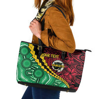 Vanuatu Personalized Tribal Leather Tote Bag Aboriginal Inspired Mix Style - Polynesian Pride