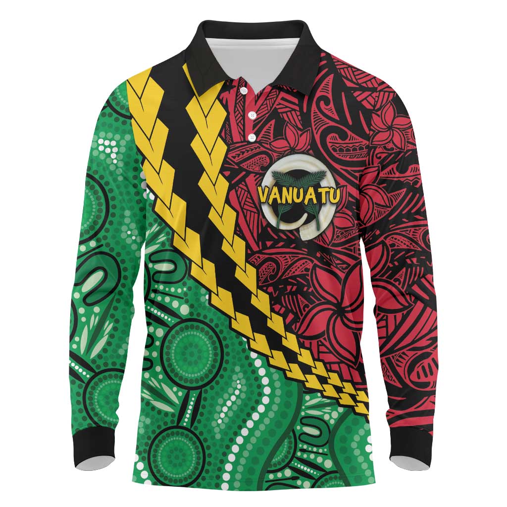 Vanuatu Personalized Tribal Long Sleeve Polo Shirt Aboriginal Inspired Mix Style - Polynesian Pride