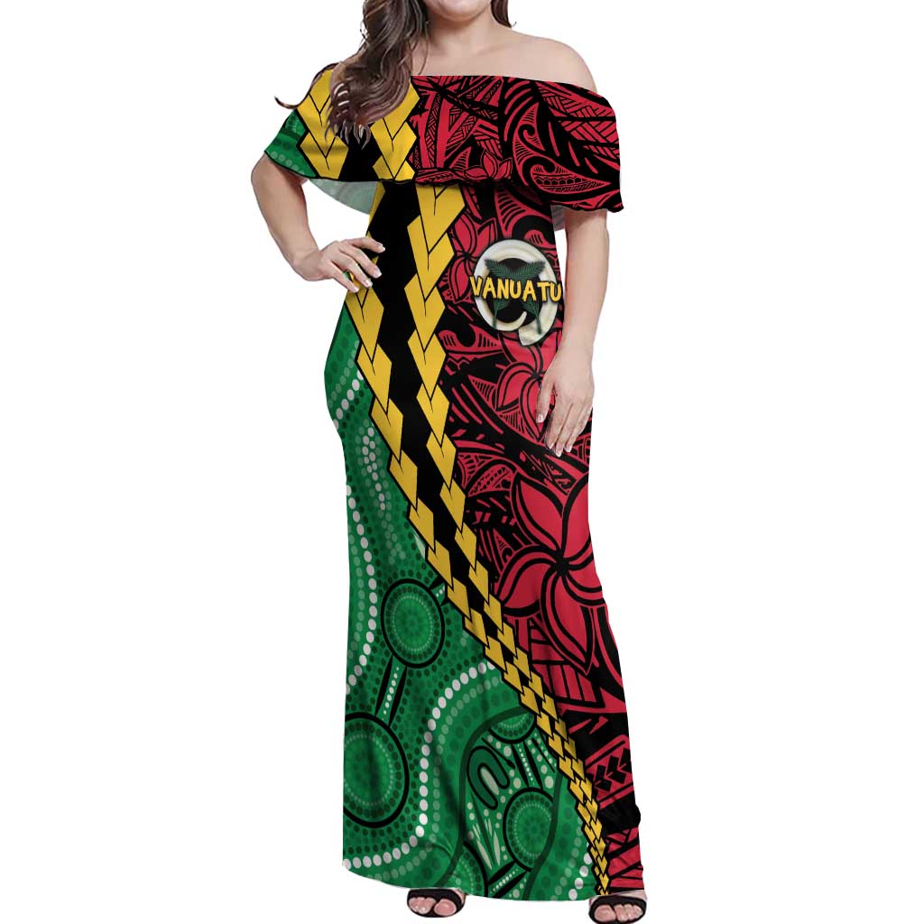 Vanuatu Personalized Tribal Off Shoulder Maxi Dress Aboriginal Inspired Mix Style - Polynesian Pride