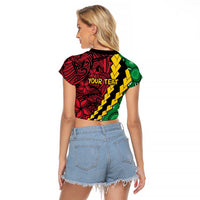 Vanuatu Personalized Tribal Raglan Cropped T Shirt Aboriginal Inspired Mix Style - Polynesian Pride
