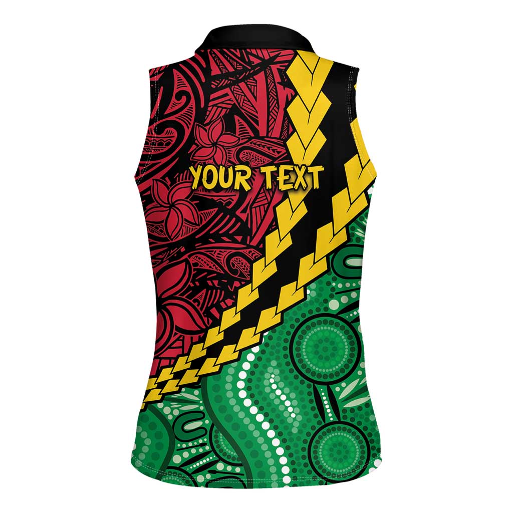 Vanuatu Personalized Tribal Women Sleeveless Polo Shirt Aboriginal Inspired Mix Style - Polynesian Pride