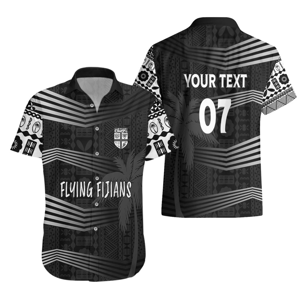 Personalised Fiji Rugby Hawaiian Shirt Kaiviti WC 2023 Jersey Replica - Black LT7 - Polynesian Pride