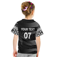 Personalised Fiji Rugby Kid T Shirt Kaiviti WC 2023 Jersey Replica - Black LT7 - Polynesian Pride