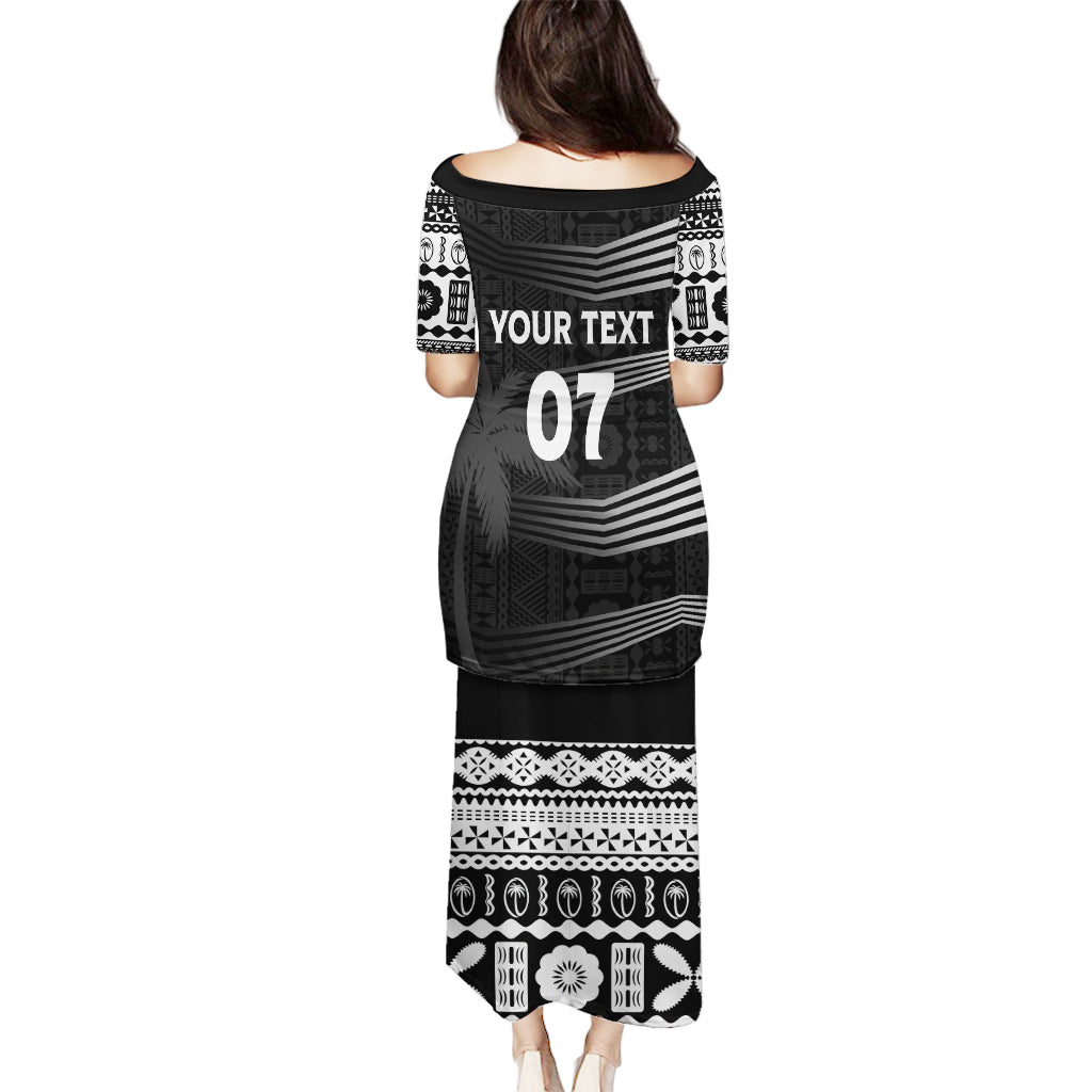 Personalised Fiji Rugby Puletasi Kaiviti WC 2023 Jersey Replica - Black LT7 - Polynesian Pride