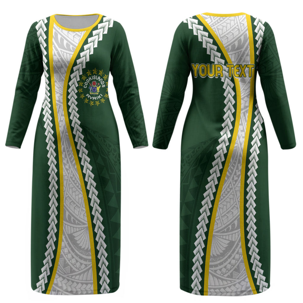 Cook Islands Rugby Personalized Avaiki Couples Matching Long Sleeve Bodycon Dress and Hawaiian Shirt GO Kuki