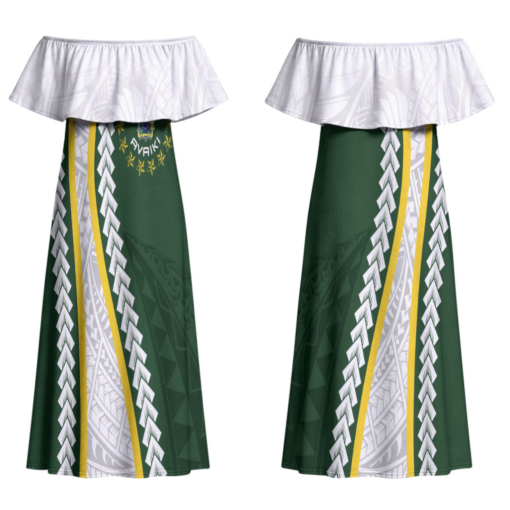 Cook Islands Rugby Personalized Avaiki Couples Matching Off Shoulder Maxi Dress and Long Sleeve Button Shirt GO Kuki