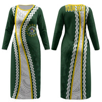 Cook Islands Rugby Personalized Avaiki Family Matching Long Sleeve Bodycon Dress and Hawaiian Shirt GO Kuki