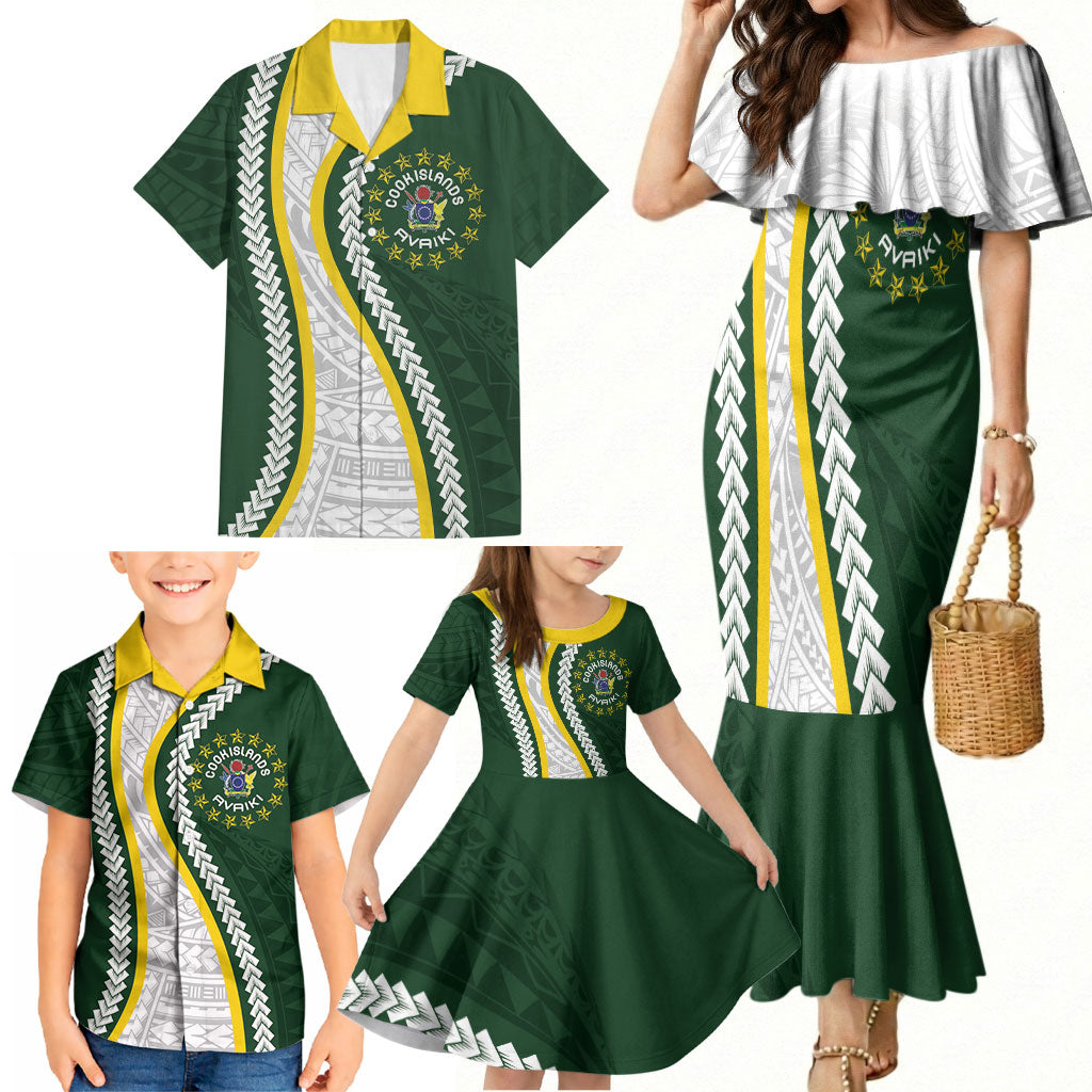 Cook Islands Rugby Personalized Avaiki Family Matching Mermaid Dress and Hawaiian Shirt GO Kuki