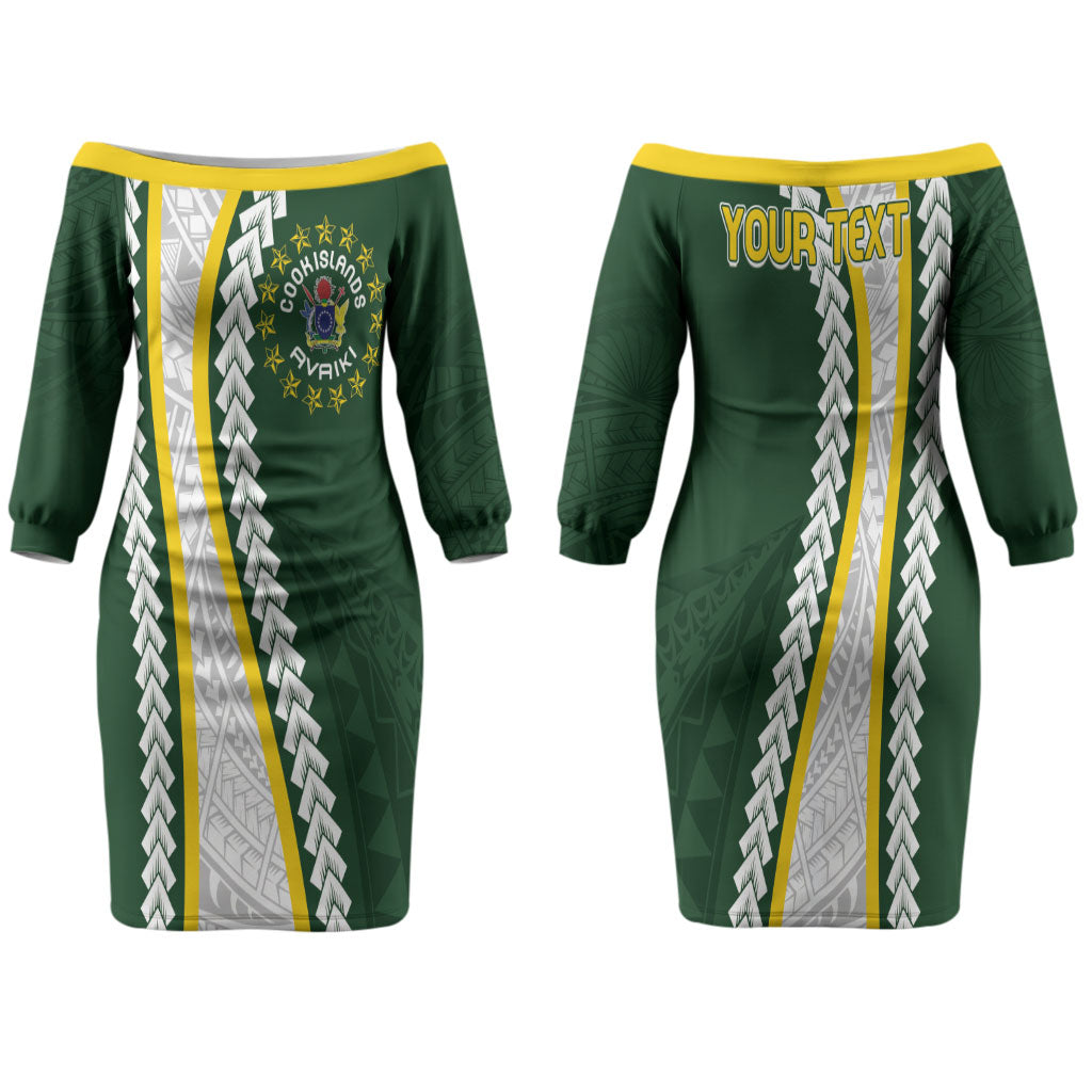 Cook Islands Rugby Personalized Avaiki Family Matching Off The Shoulder Long Sleeve Dress and Hawaiian Shirt GO Kuki