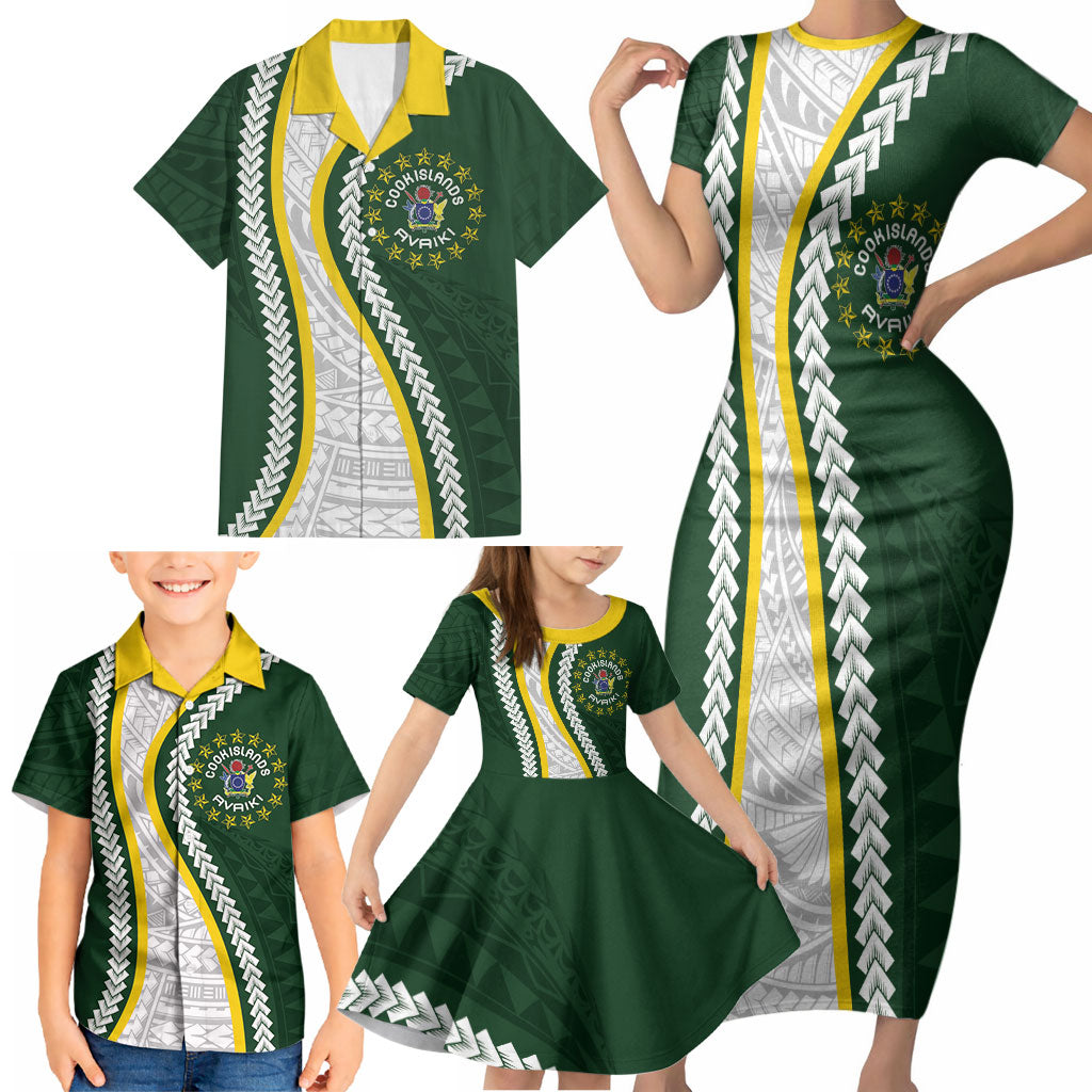 Cook Islands Rugby Personalized Avaiki Family Matching Short Sleeve Bodycon Dress and Hawaiian Shirt GO Kuki