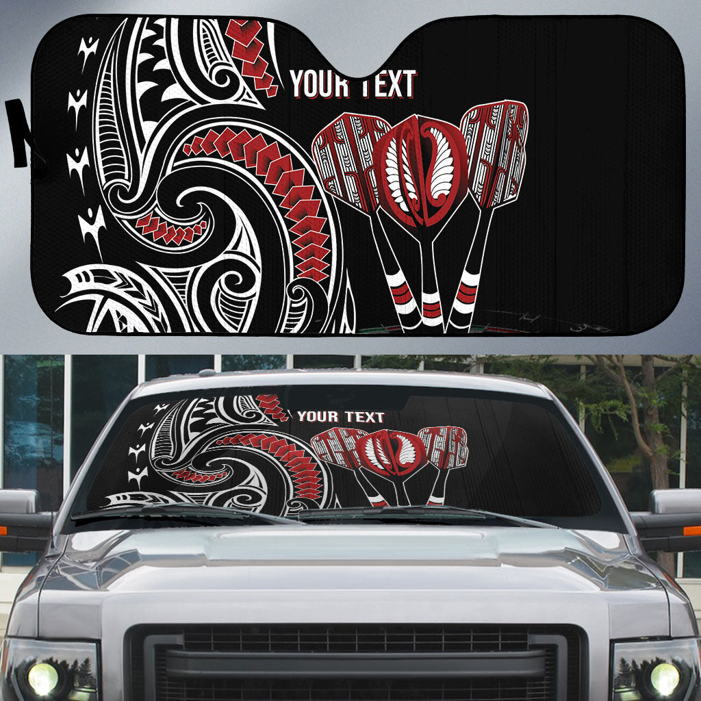 New Zealand Darts Personalized Hei Manaia Auto Sun Shade Classic Kowhaiwhai LT7 Black - Polynesian Pride