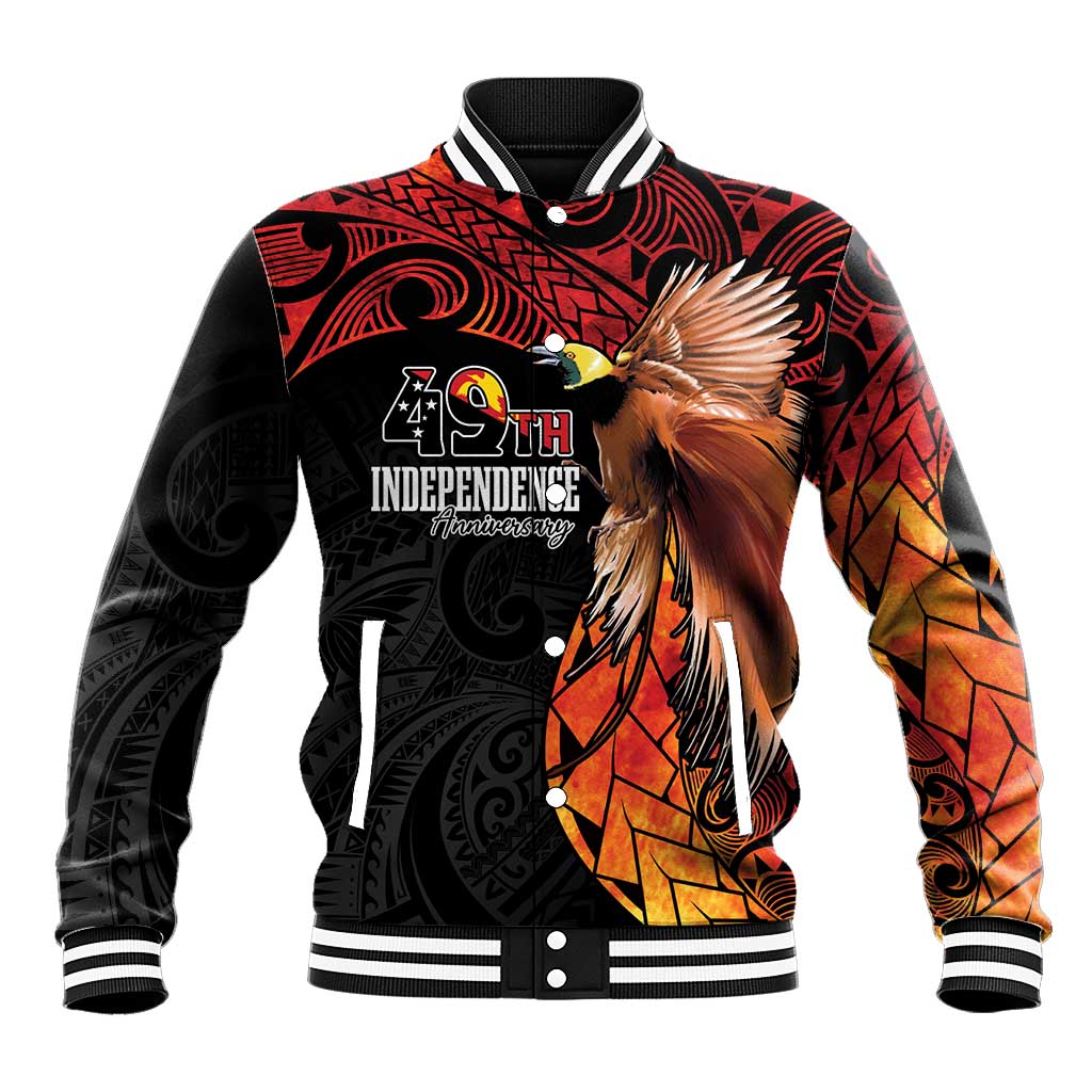 Papua New Guinea Personalised Baseball Jacket Grunge Style 49th Independence Anni