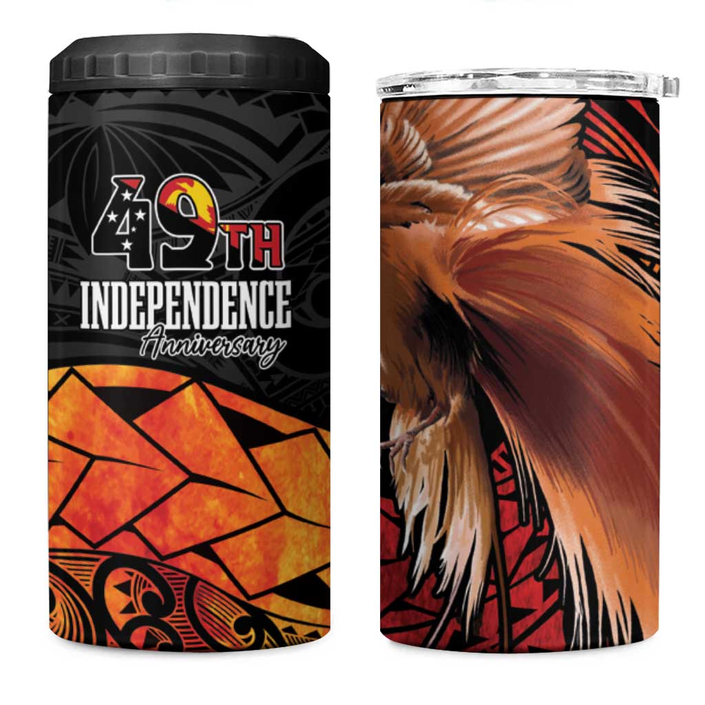 Papua New Guinea 4 in 1 Can Cooler Tumbler Grunge Style 49th Independence Anni