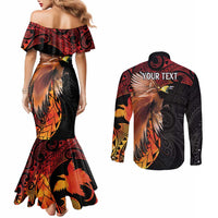 Papua New Guinea Personalised Couples Matching Mermaid Dress and Long Sleeve Button Shirt Grunge Style 49th Independence Anni LT7 - Polynesian Pride