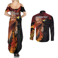 Papua New Guinea Personalised Couples Matching Summer Maxi Dress and Long Sleeve Button Shirt Grunge Style 49th Independence Anni LT7 - Polynesian Pride