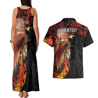 Papua New Guinea Personalised Couples Matching Tank Maxi Dress and Hawaiian Shirt Grunge Style 49th Independence Anni LT7 - Polynesian Pride