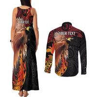 Papua New Guinea Personalised Couples Matching Tank Maxi Dress and Long Sleeve Button Shirt Grunge Style 49th Independence Anni LT7 - Polynesian Pride