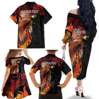 Papua New Guinea Personalised Family Matching Off The Shoulder Long Sleeve Dress and Hawaiian Shirt Grunge Style 49th Independence Anni LT7 - Polynesian Pride