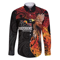 Papua New Guinea Personalised Family Matching Off Shoulder Short Dress and Hawaiian Shirt Grunge Style 49th Independence Anni