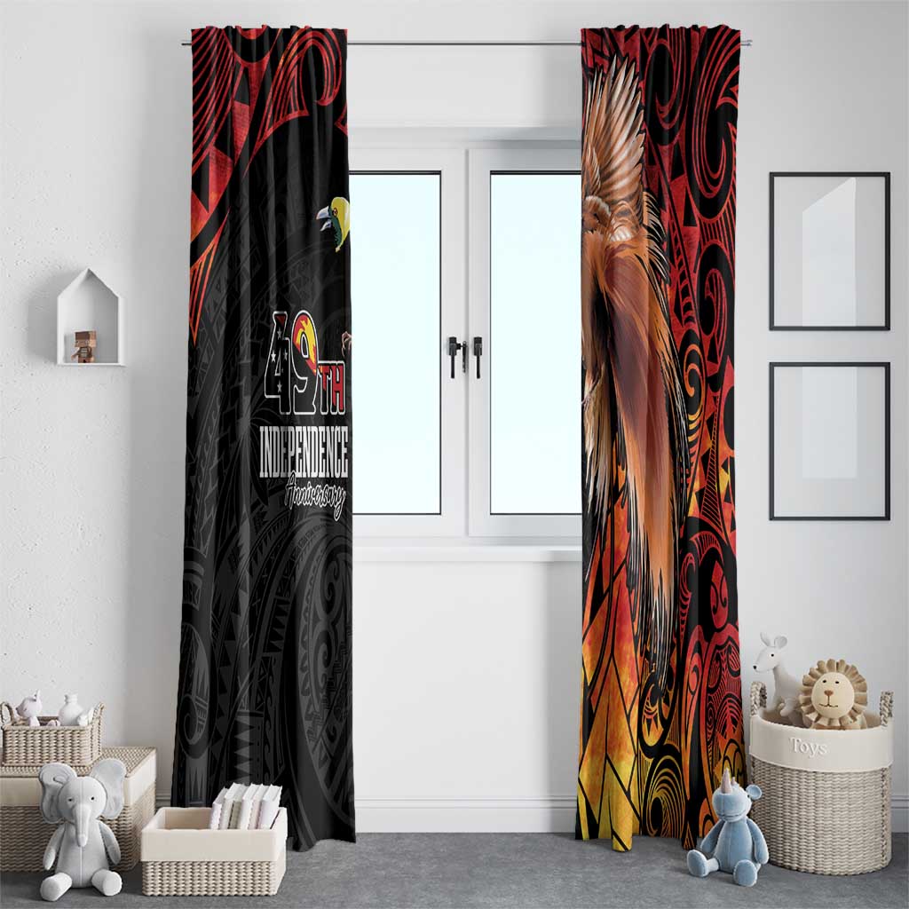 Papua New Guinea Window Curtain Grunge Style 49th Independence Anni LT7 - Polynesian Pride
