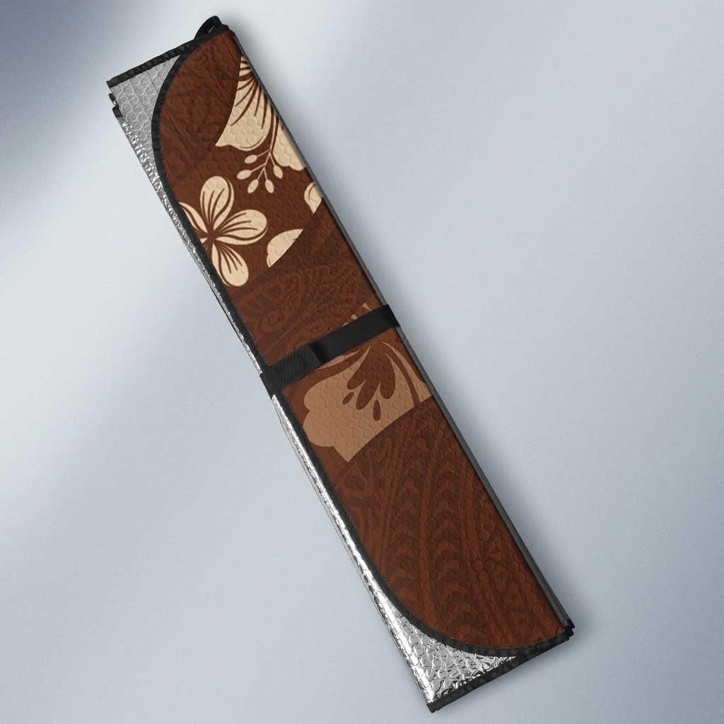 Aloha Hawaii Floral Tapa Auto Sun Shade Patchwork Mocha - Polynesian Pride