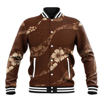 Aloha Hawaii Floral Tapa Baseball Jacket Patchwork Mocha - Polynesian Pride