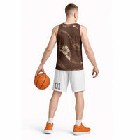 Aloha Hawaii Floral Tapa Basketball Jersey Patchwork Mocha - Polynesian Pride