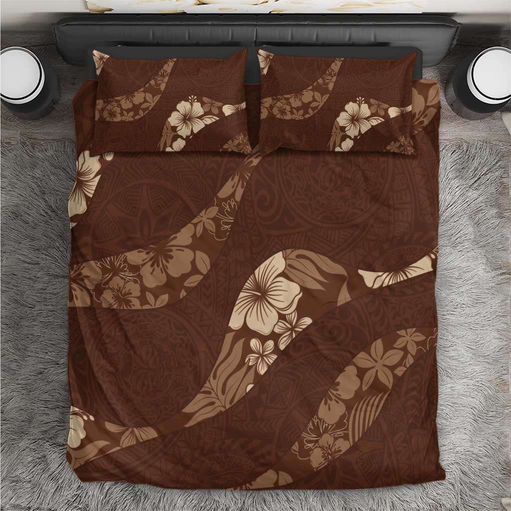 Aloha Hawaii Floral Tapa Bedding Set Patchwork Mocha - Polynesian Pride