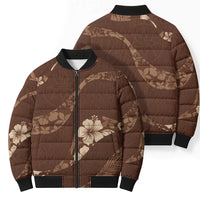 Aloha Hawaii Floral Tapa Bomber Puffer Jacket Patchwork Mocha - Polynesian Pride