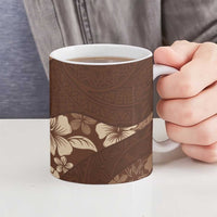 Aloha Hawaii Floral Tapa Ceramic Mug Patchwork Mocha - Polynesian Pride