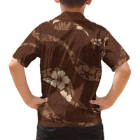 Aloha Hawaii Floral Tapa Kid Hawaiian Shirt Patchwork Mocha - Polynesian Pride