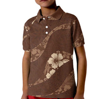 Aloha Hawaii Floral Tapa Kid Polo Shirt Patchwork Mocha - Polynesian Pride