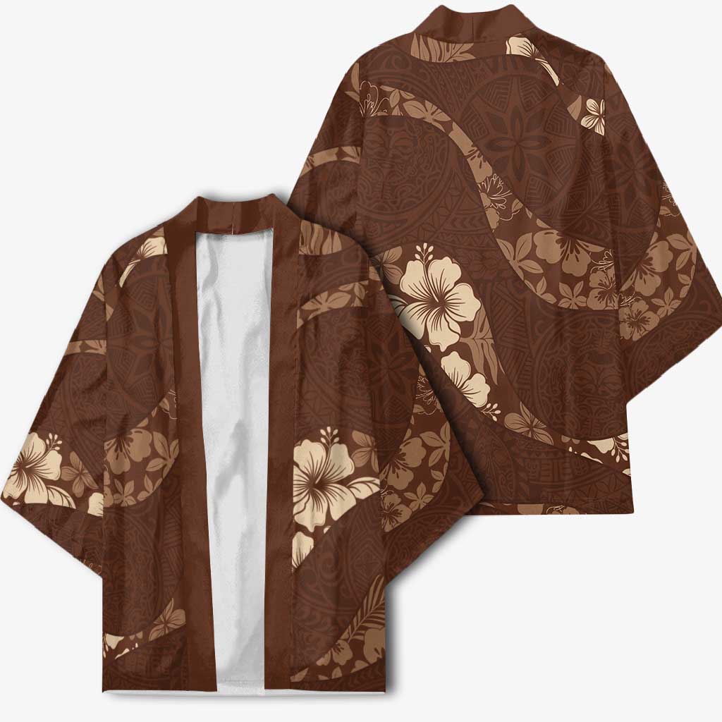 Aloha Hawaii Floral Tapa Kimono Patchwork Mocha - Polynesian Pride