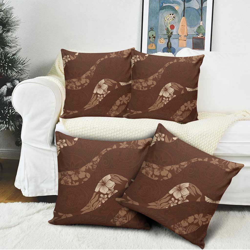 Aloha Hawaii Floral Tapa Pillow Cover Patchwork Mocha - Polynesian Pride