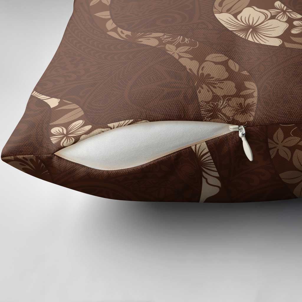Aloha Hawaii Floral Tapa Pillow Cover Patchwork Mocha - Polynesian Pride