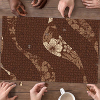 Aloha Hawaii Floral Tapa Puzzle Patchwork Mocha - Polynesian Pride