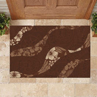 Aloha Hawaii Floral Tapa Rubber Doormat Patchwork Mocha - Polynesian Pride