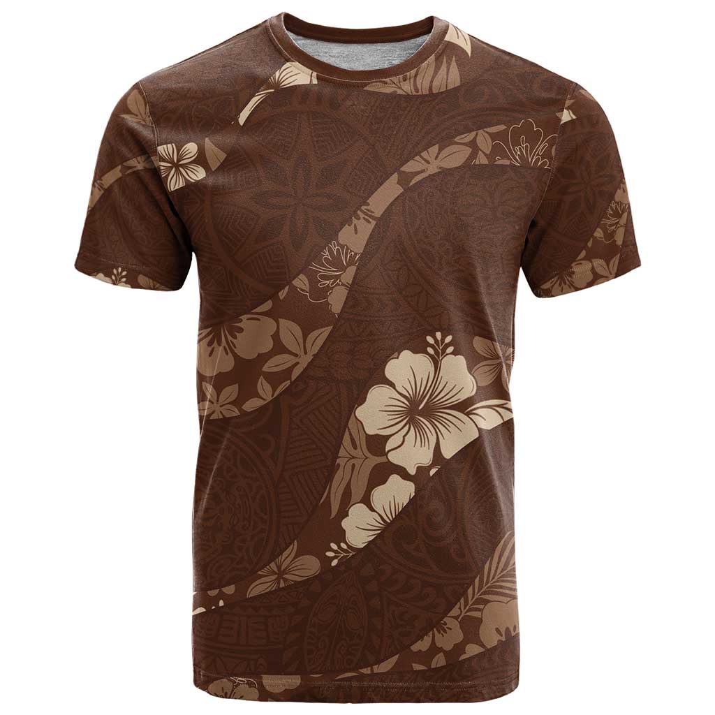 Aloha Hawaii Floral Tapa T Shirt Patchwork Mocha - Polynesian Pride