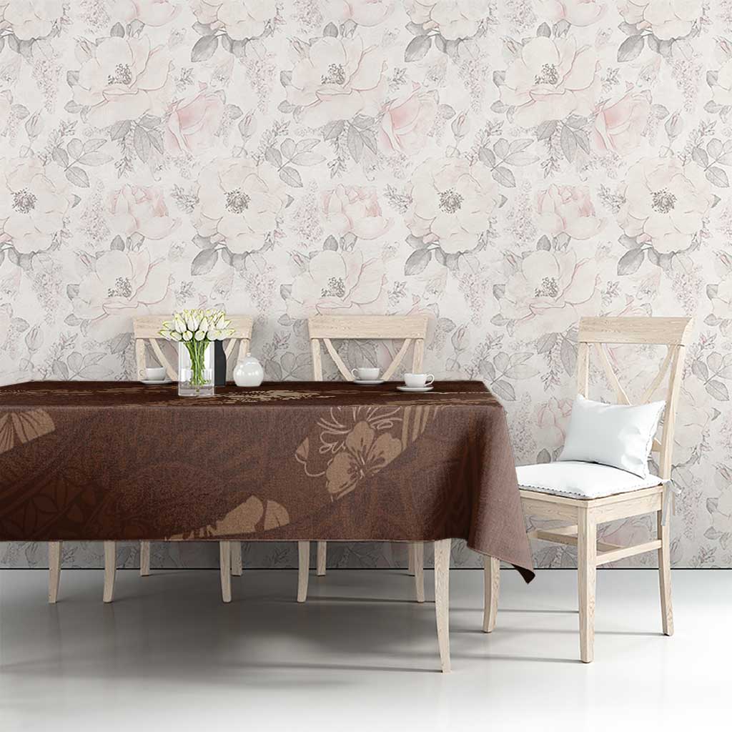 Aloha Hawaii Floral Tapa Tablecloth Patchwork Mocha - Polynesian Pride