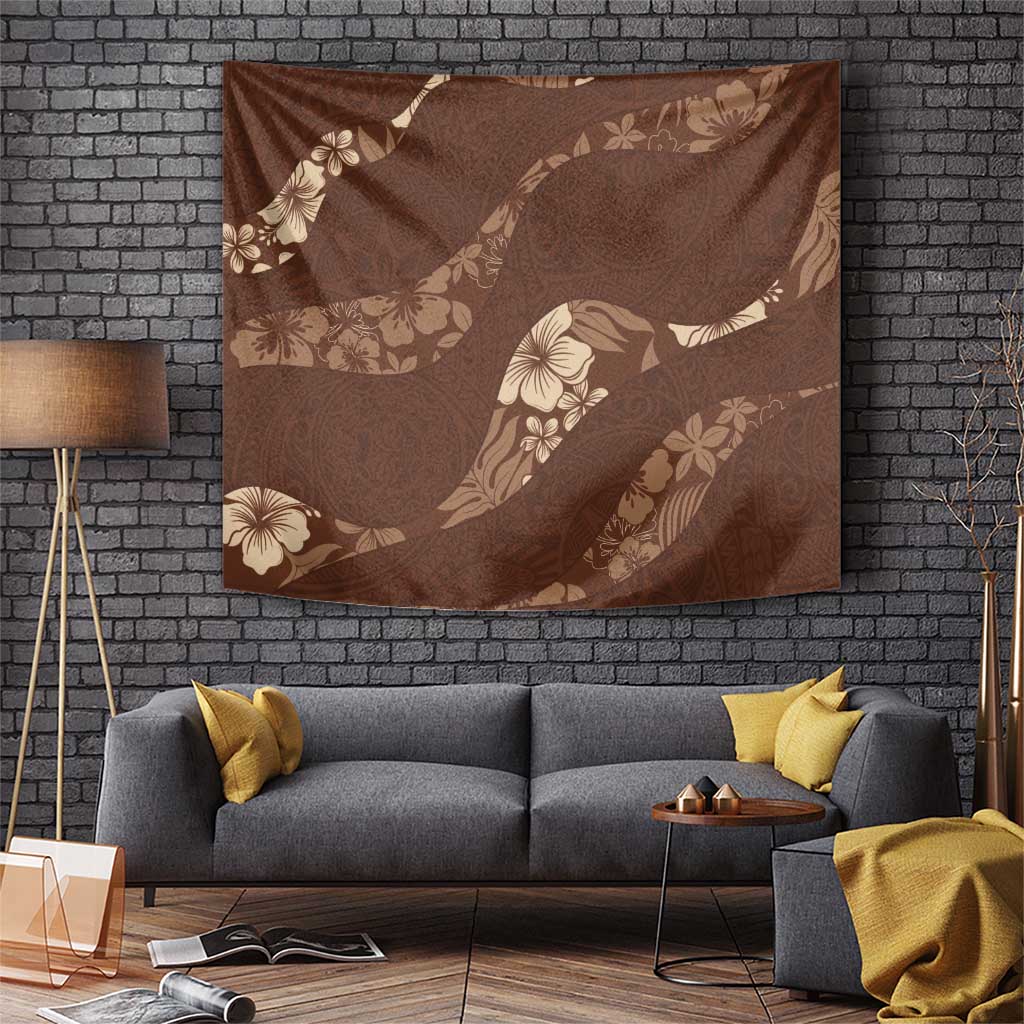 Aloha Hawaii Floral Tapa Tapestry Patchwork Mocha - Polynesian Pride