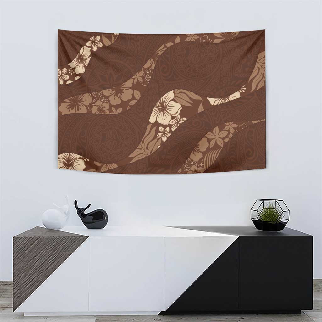 Aloha Hawaii Floral Tapa Tapestry Patchwork Mocha - Polynesian Pride