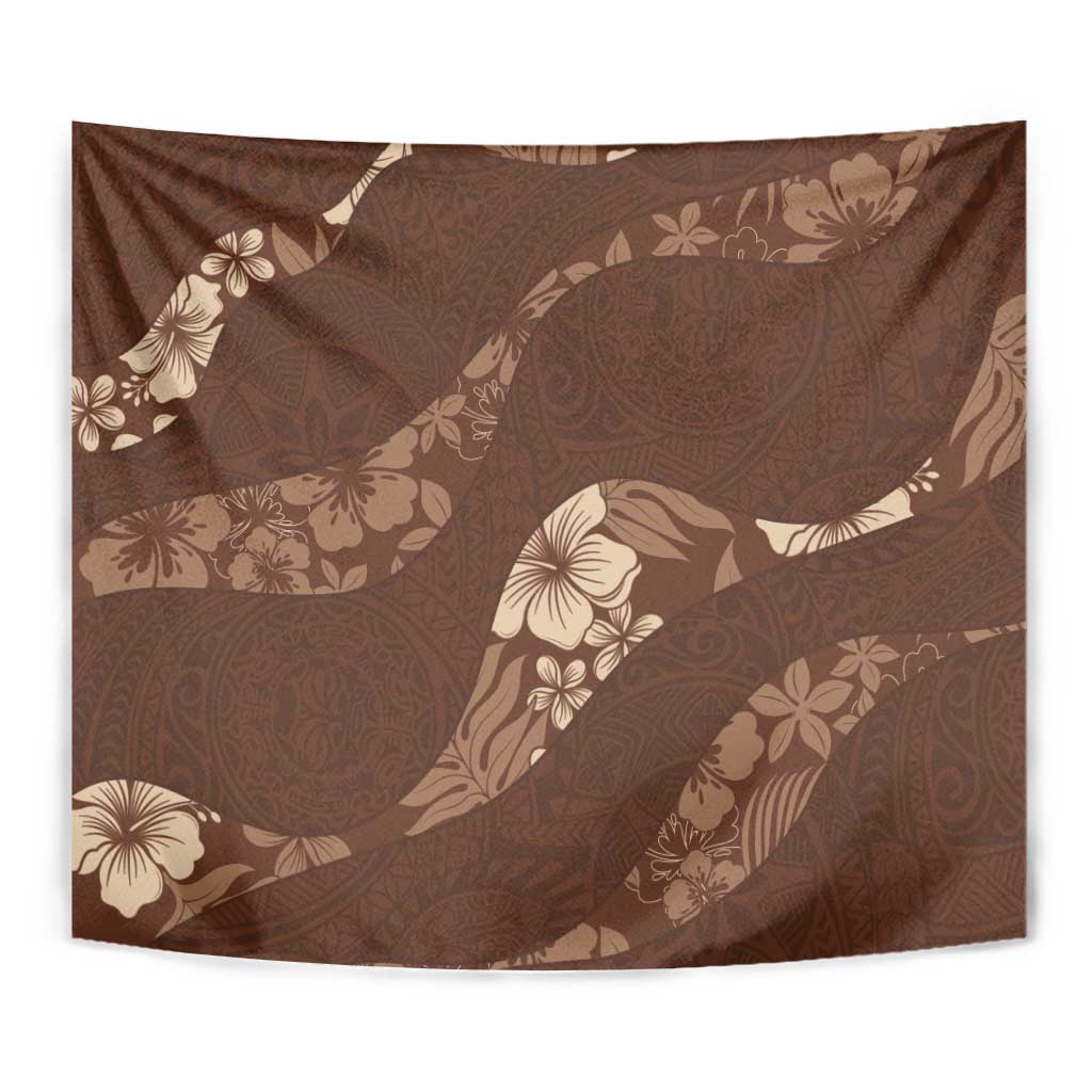 Aloha Hawaii Floral Tapa Tapestry Patchwork Mocha - Polynesian Pride