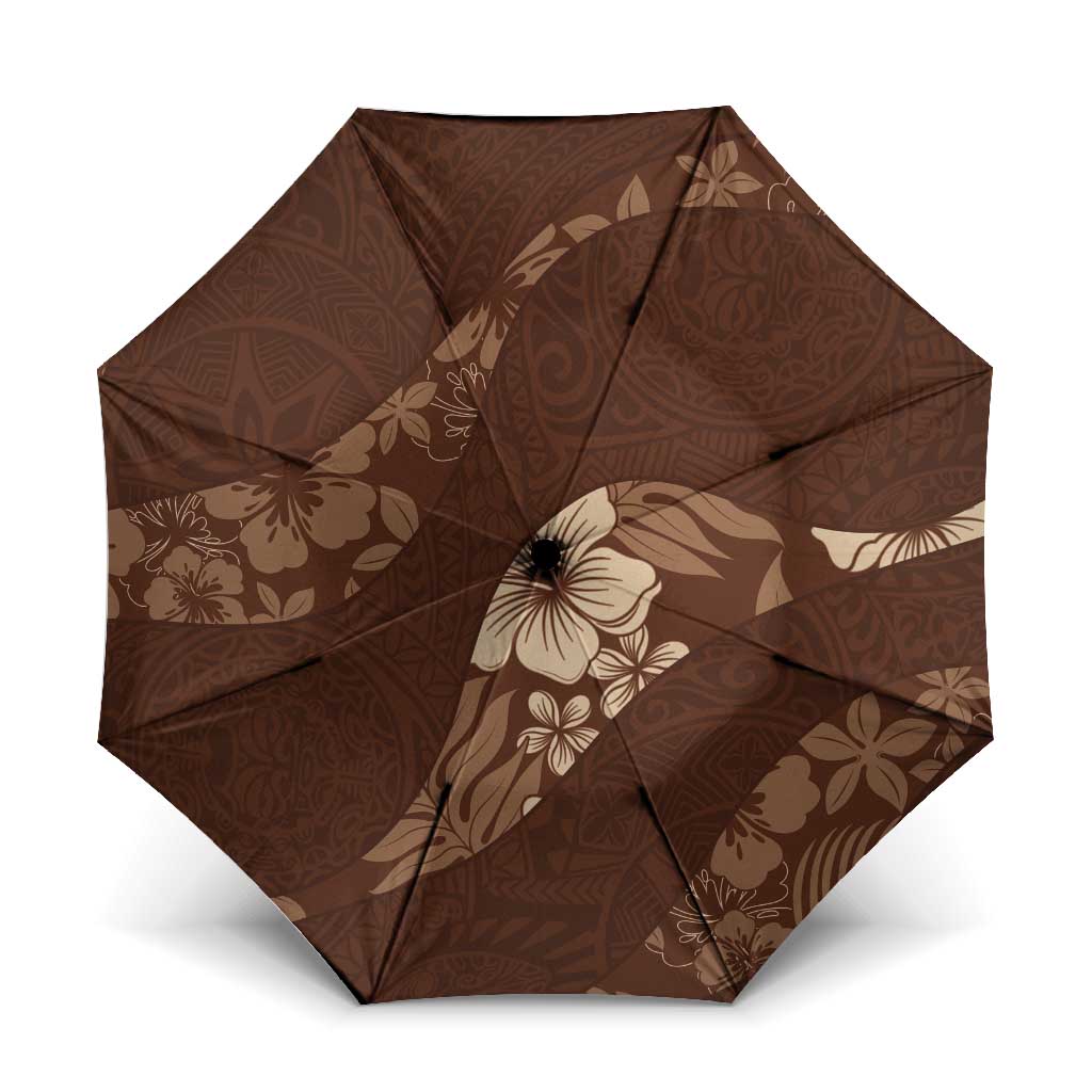 Aloha Hawaii Floral Tapa Umbrella Patchwork Mocha - Polynesian Pride