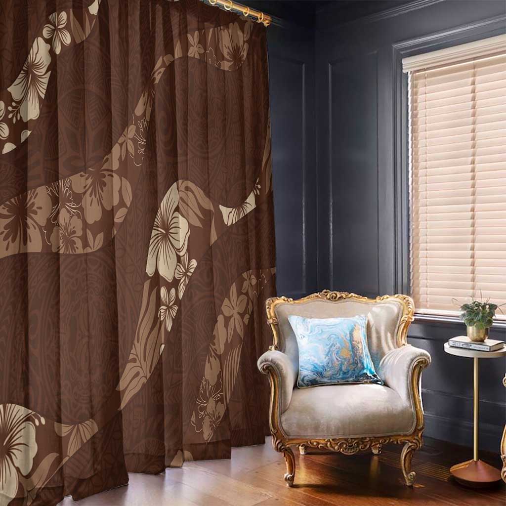 Aloha Hawaii Floral Tapa Window Curtain Patchwork Mocha LT7 - Polynesian Pride